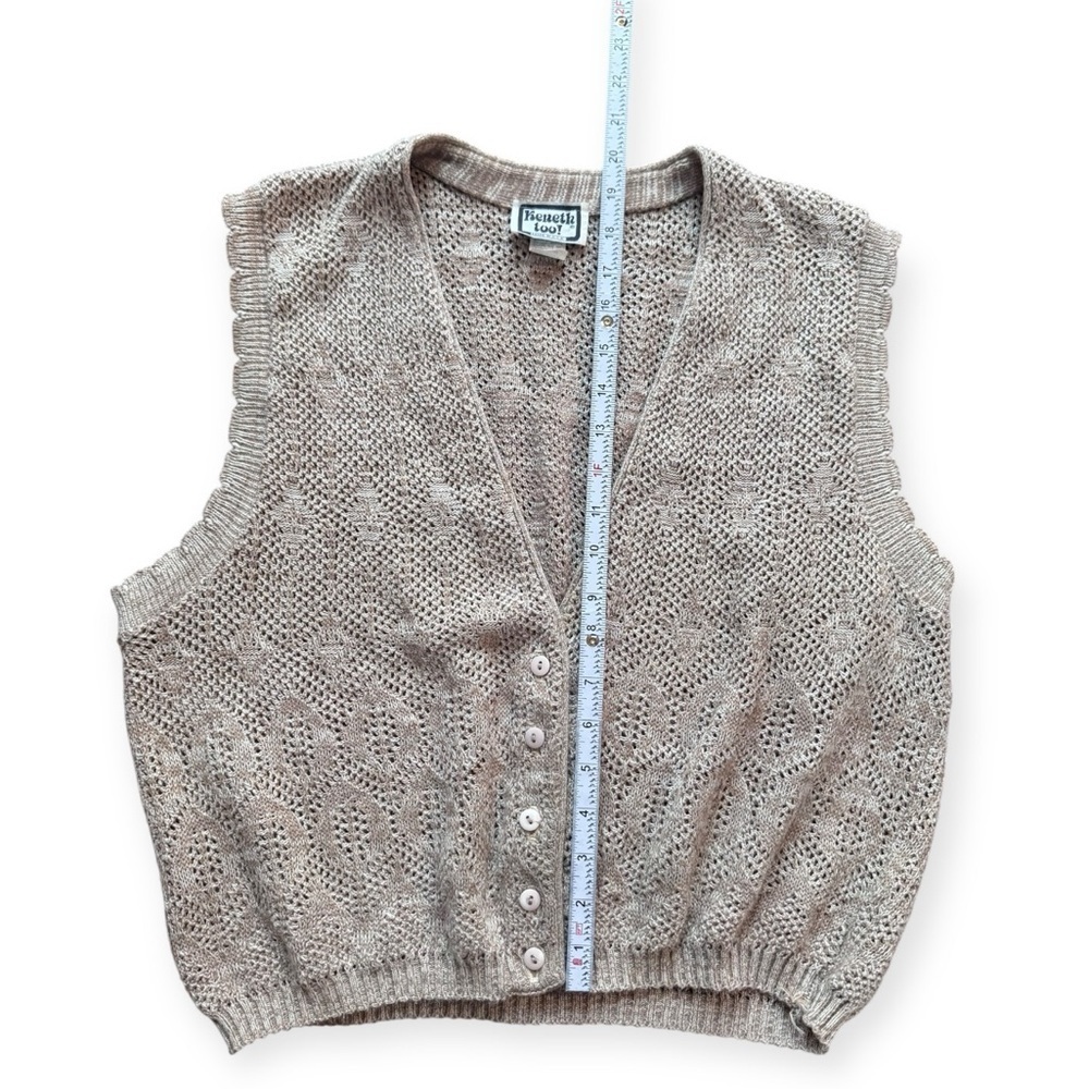 Vintage 90’s Knit Cream/Tan Sweater Vest Kenneth Too! - Picture 2 of 6